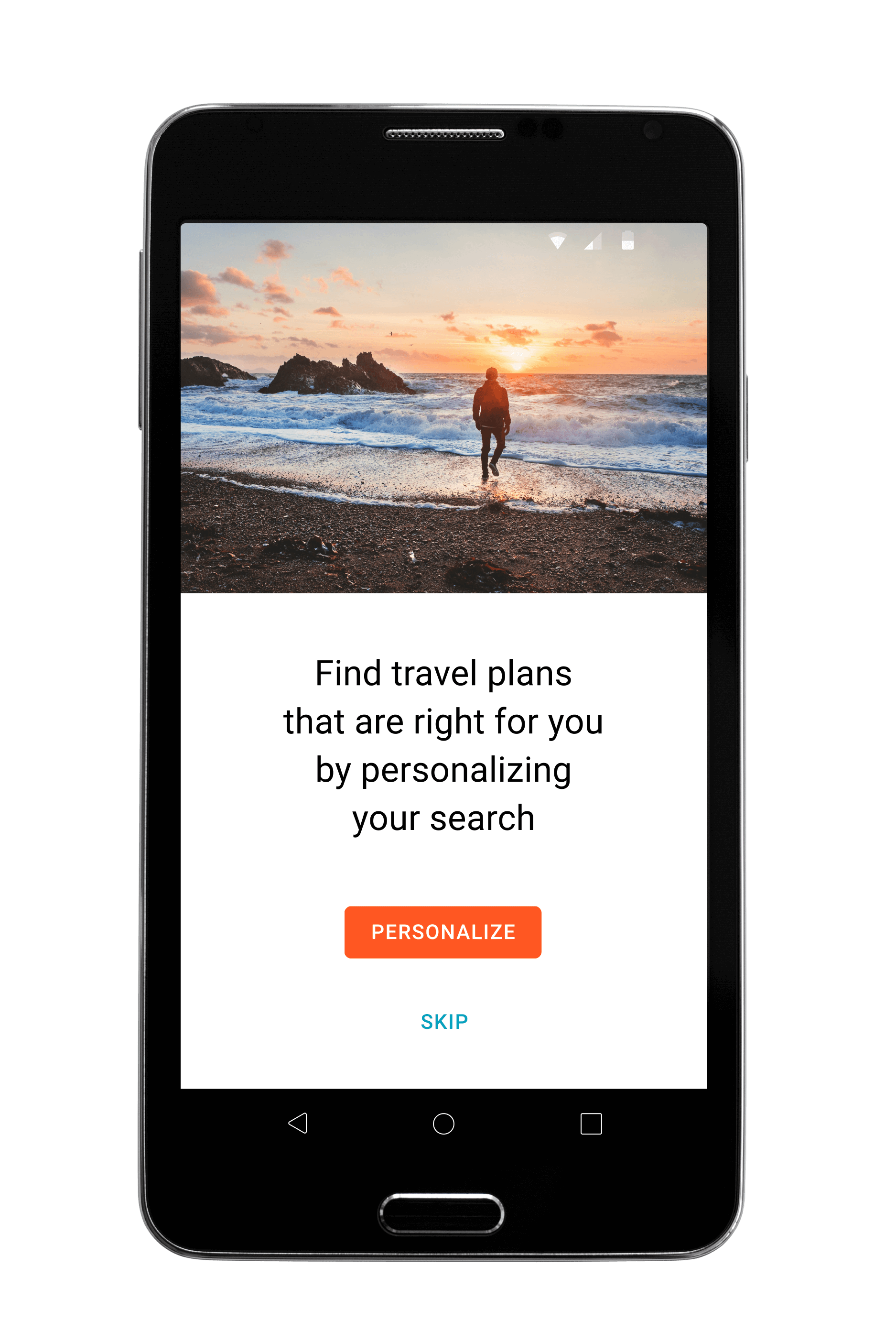 Image of a phone displaying thr page where users can personalize their search.