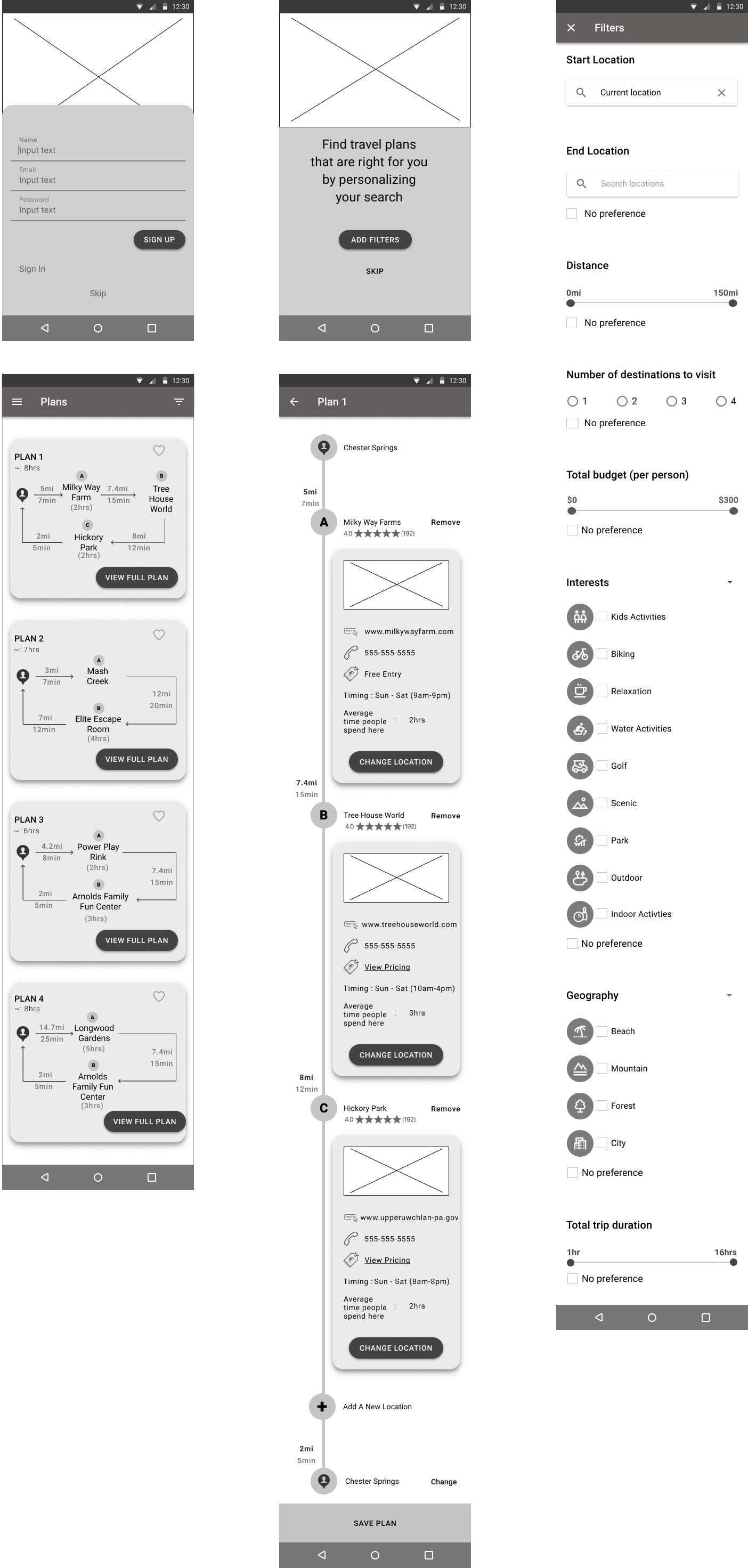 Image displaying the wireframes created in figma