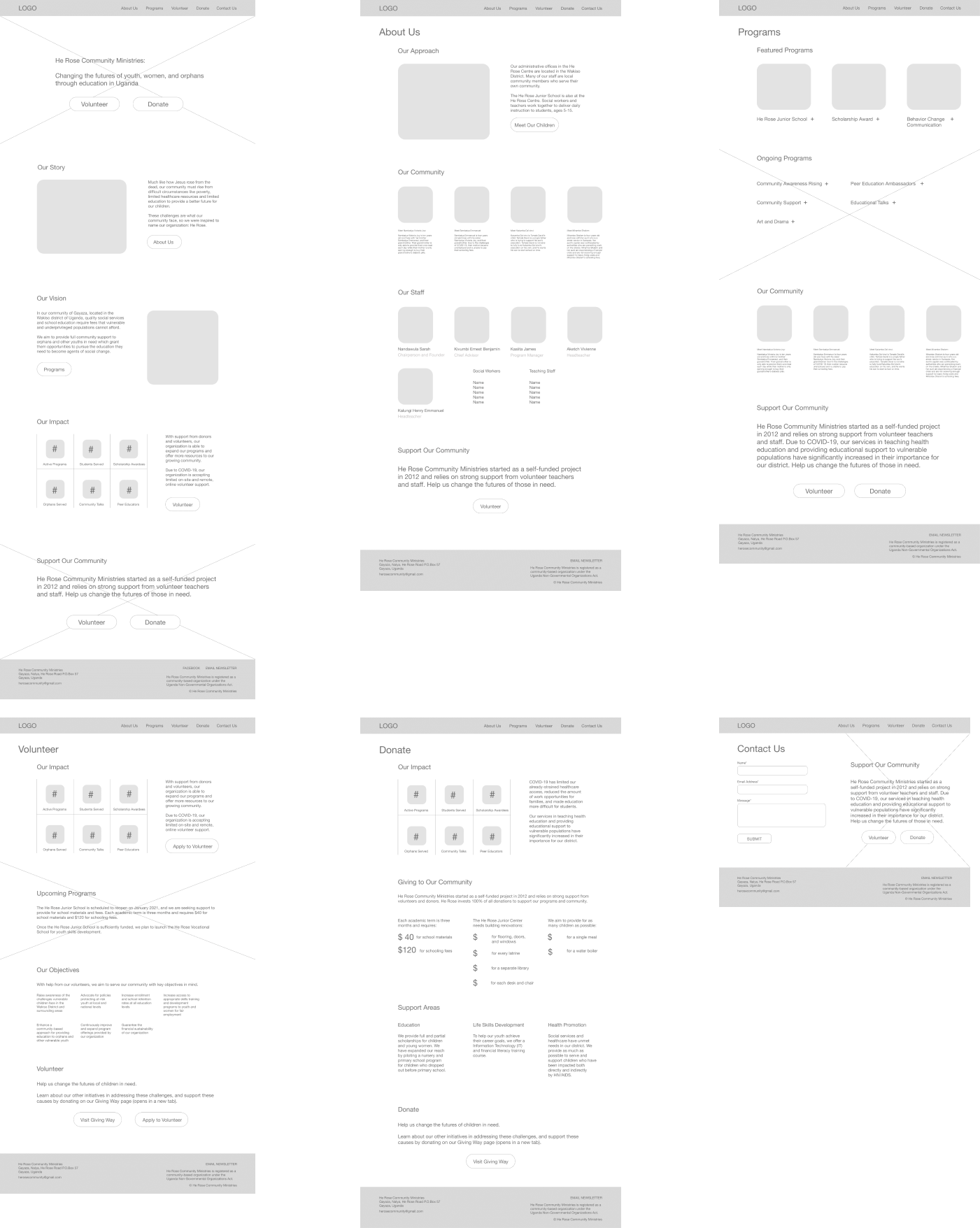 Images of wireframes.